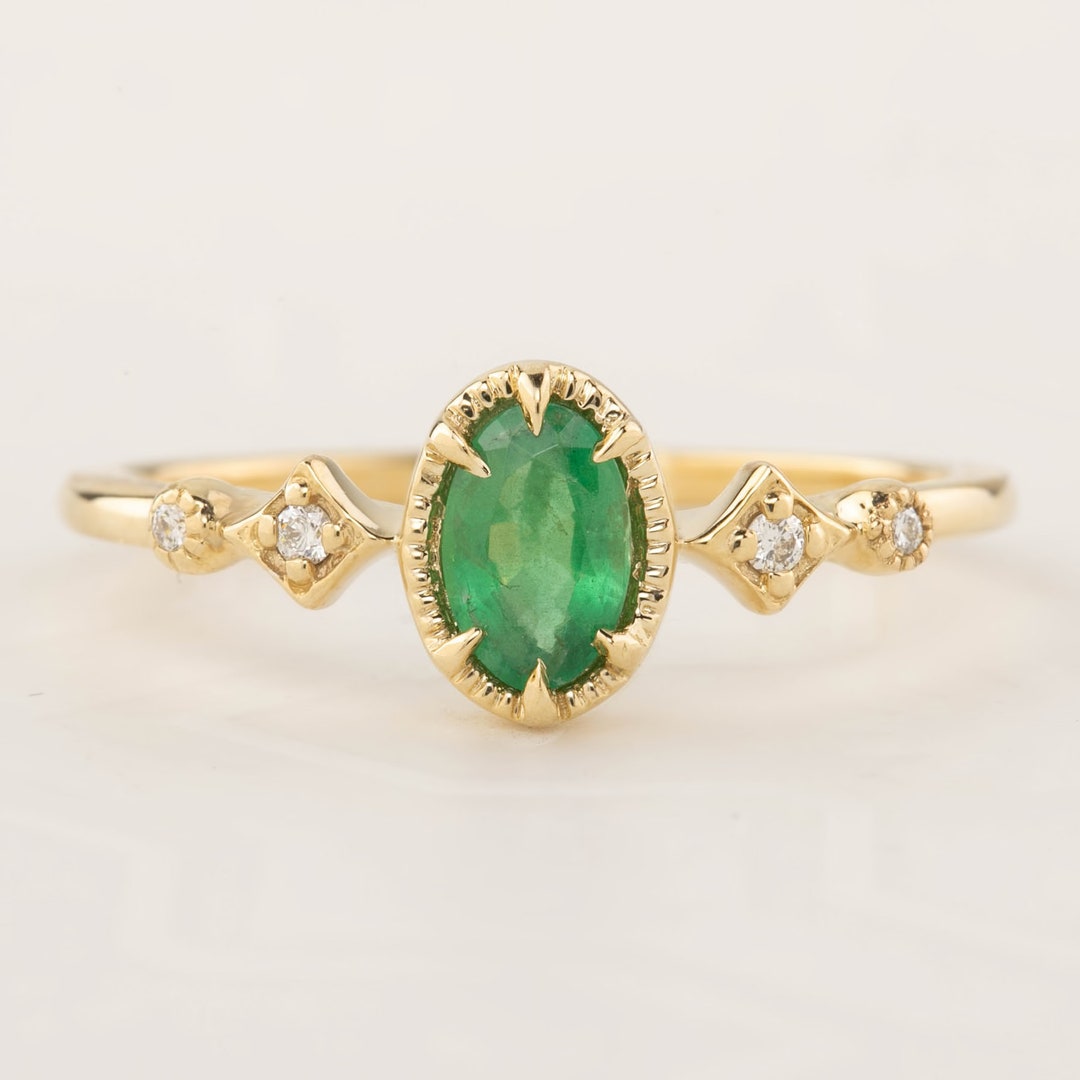 Unique Emerald Statement Ring Vintage Emerald Birthstone - Etsy