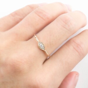 Evil eye ring, 14k gold with white diamonds, Evil eye jewelry, rose gold white gold option image 4