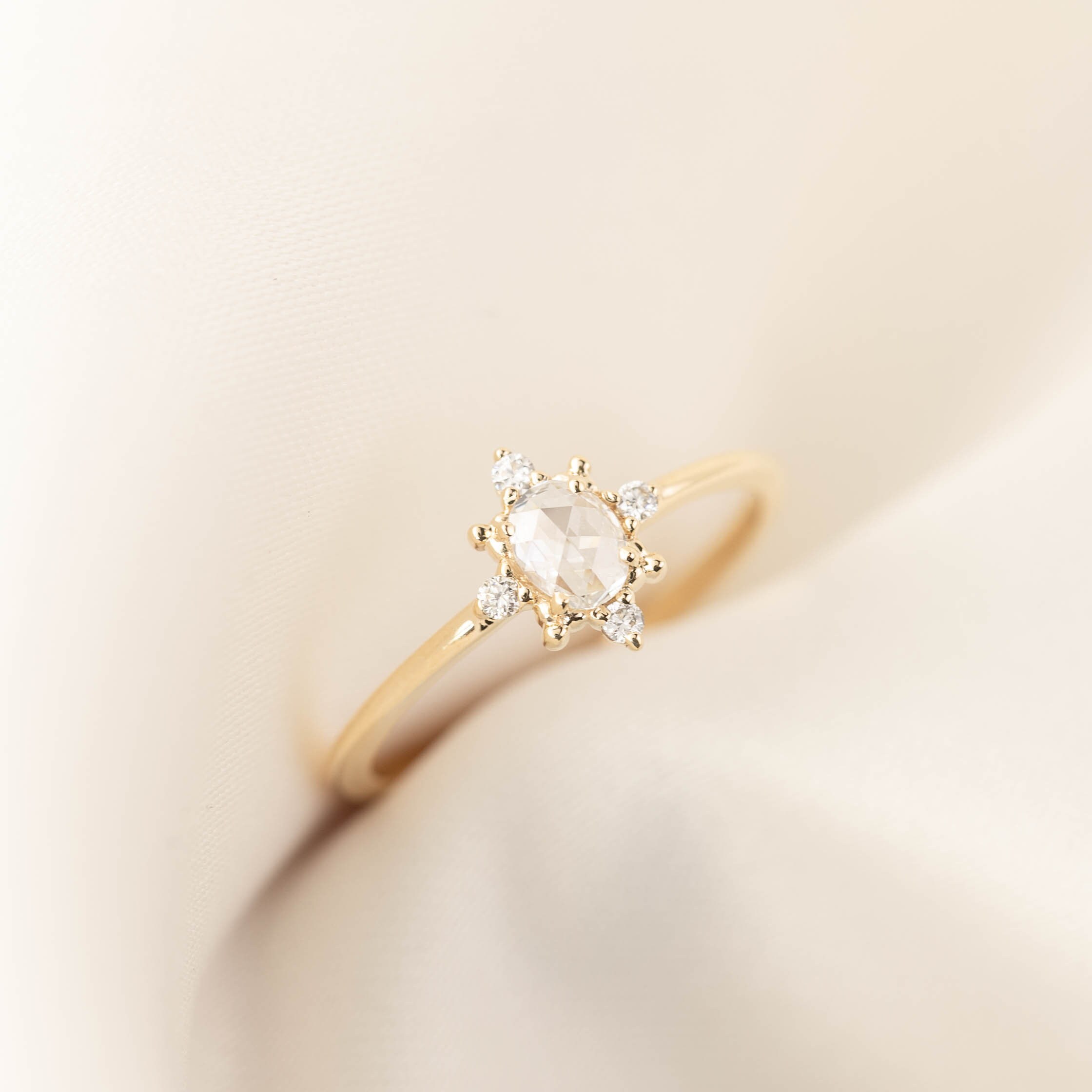 0.41ct Rose cut diamond halo ring Rose cut diamond engagement | Etsy