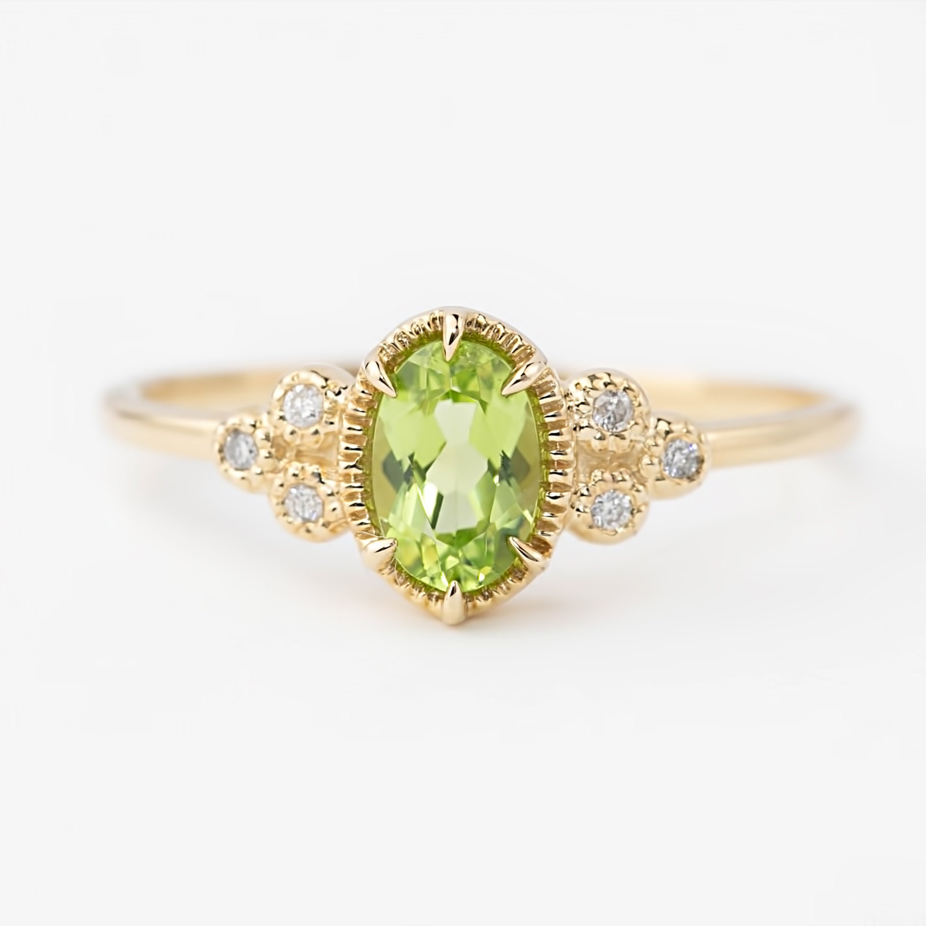 925 Sterling Silver 14K Gold Plated Gemstone Diamond Shape Green Peridot  Round Stone Zircon Ring - China Green Peridot Ring and Round Stone Ring  price | Made-in-China.com