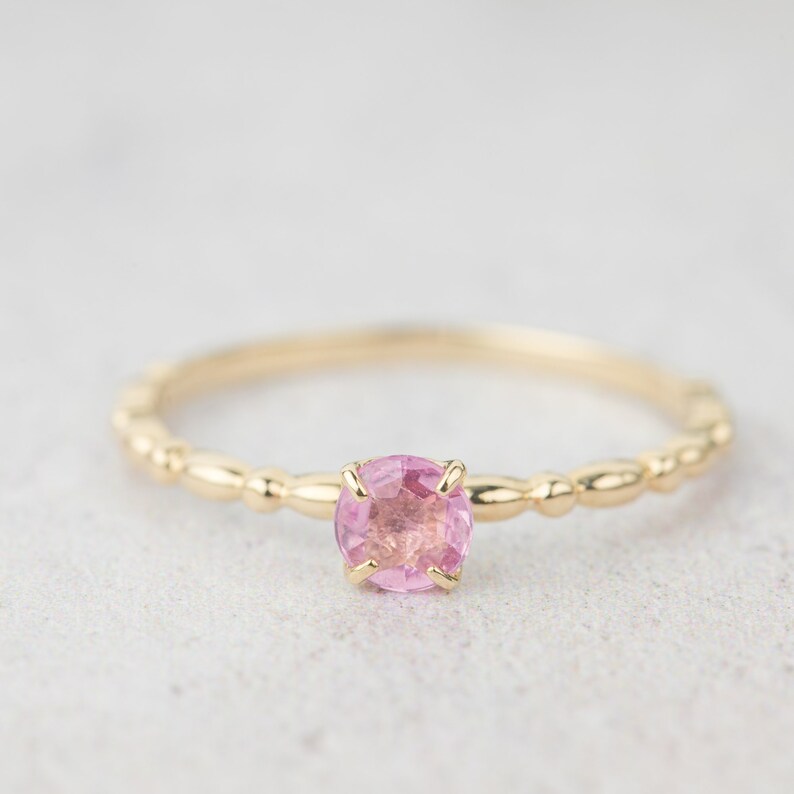 delicate stacking ring, 14k yellow gold natural unheated blue green lavender pink peach yellow sapphire solitaire engagement ring