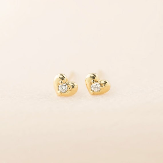 Simply Silver Recycled Sterling Silver 925 Mini Heart Polished And Pave  Stud Earrings - Jewellery from Jon Richard UK
