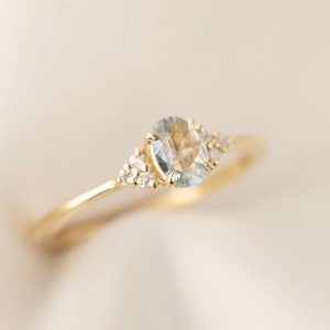 Unheated light blue sapphire engagement ring Diamond cluster green sapphire ring, Light blue sapphire engagement ring natural sapphire