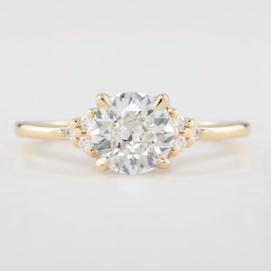 European Cut Diamond Engagement Ring, GIA Certified Circular Brilliant Cluster Ring, Ethically Sourced Conflict-Free Diamond Vintage Ring