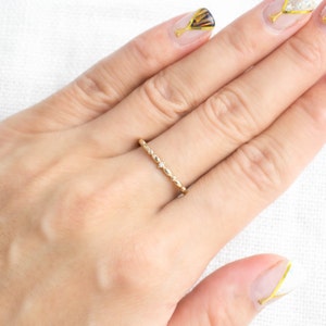 Dainty wedding band, single diamond wedding band, single diamond band, single diamond ring, yellow gold unique ring, white gold simple image 6