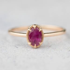 14k rose gold Ruby solitaire ring, alternative ruby engagement ring, unique ruby ring, simple oval ruby ring, July birthstone ring, 14k rose