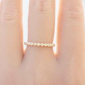 Diamond eternity band, Wedding band, diamond full eternity ring, genuine diamond ring, Bezel setting, 14k yellow gold, rose gold, white gold image 2