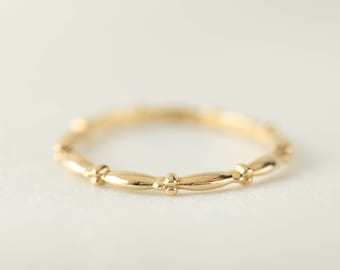 14k gold thin band, dainty wedding ring, delicate stackable rings, unique stacking ring, stack bead ring, rose gold, white gold, yellow gold