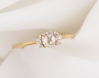 0.28ct rose cut diamond engagement ring, Rose Cut Diamond cluster engagement ring, 14k gold, conflict free, ethically sourced diamond ring