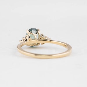 One of a kind Montana Sapphire Ring, blue sapphire diamond cluster ring, Vintage inspired blue sapphire engagement ring, 14k gold image 9