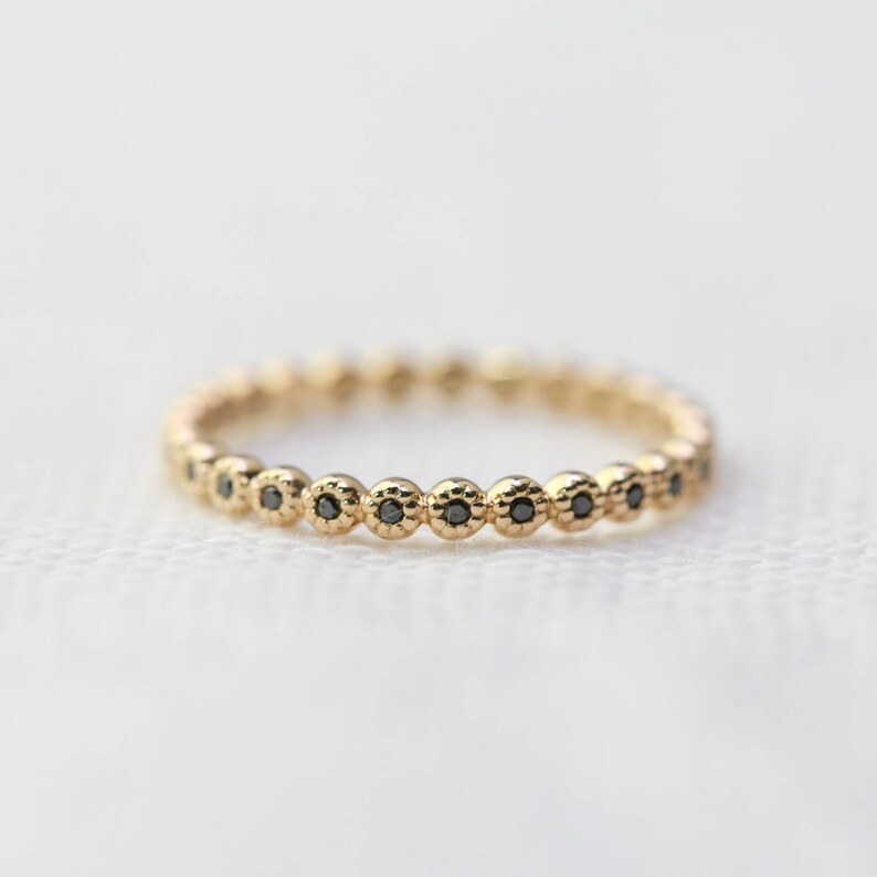 Black diamond eternity ring in solid 14k gold Black diamond Etsy