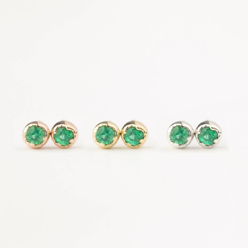 Tiny emerald stud earrings genuine emerald stud earrings Etsy
