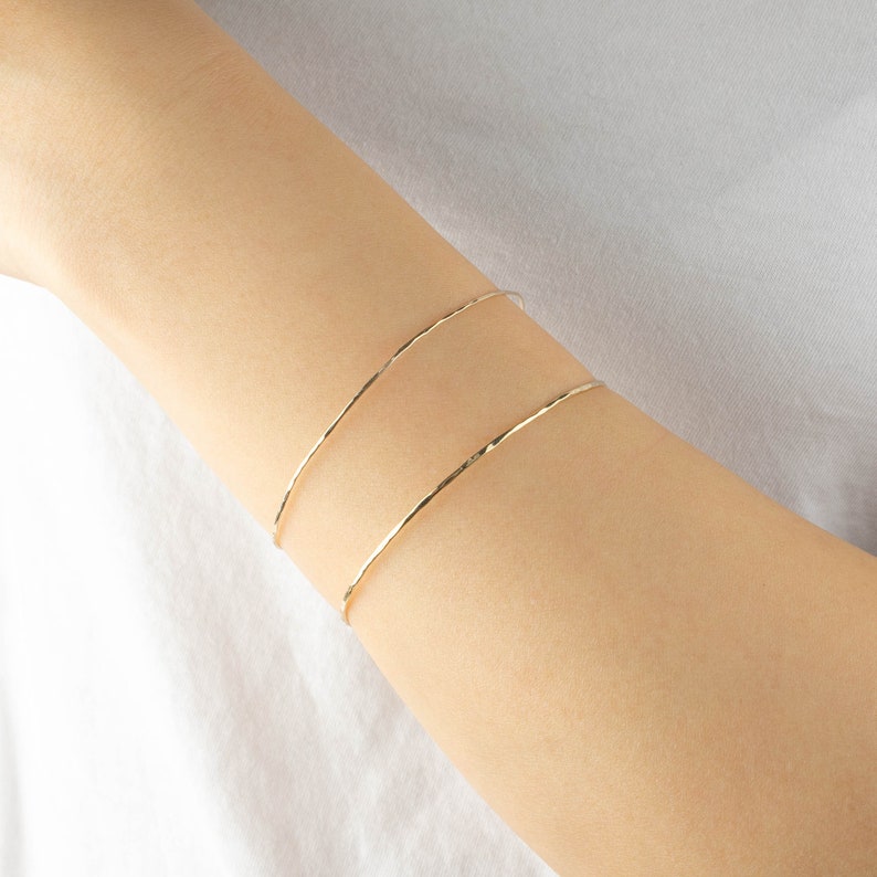 Thin Solid Gold Bangle Bracelet Gold Bangle 14k Yellow Gold Etsy