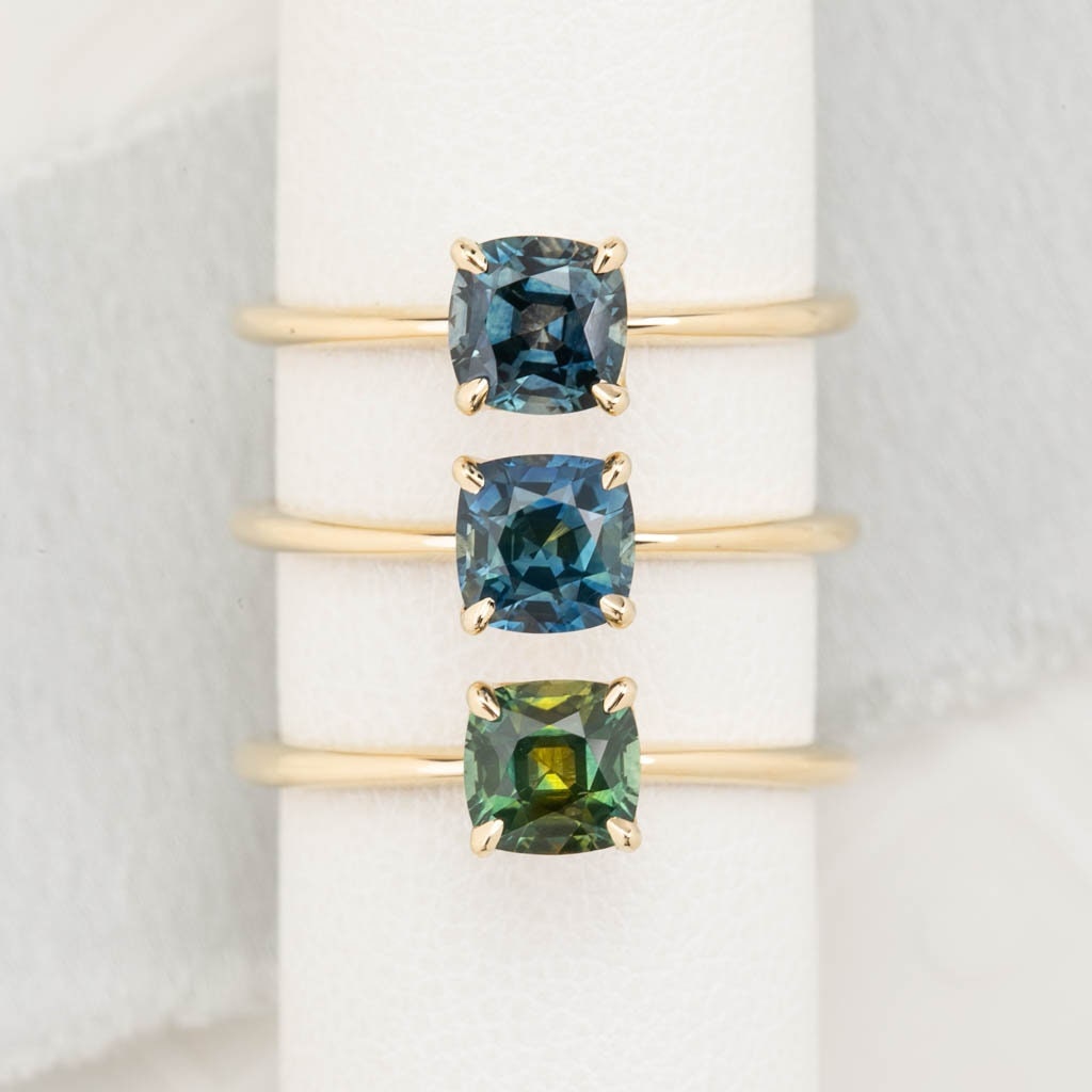 Montana Sapphire Solitaire Engagement Ring, Cushion Cut