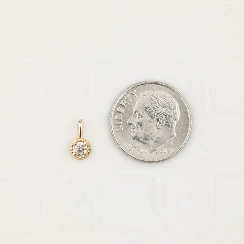 Birthstone charm,3mm genuine birthstone charm for a personalized necklace, Recycled Gold, 14k yellow gold, rose gold, white gold image 5