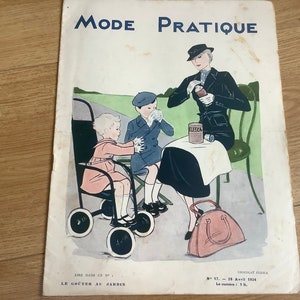 Rare 1934 Vintage“MODE PRATIQUE” Paris Fashion Magazine. Reminiscences of Art Deco Fashion. Fashion plates. Authentic Magazine