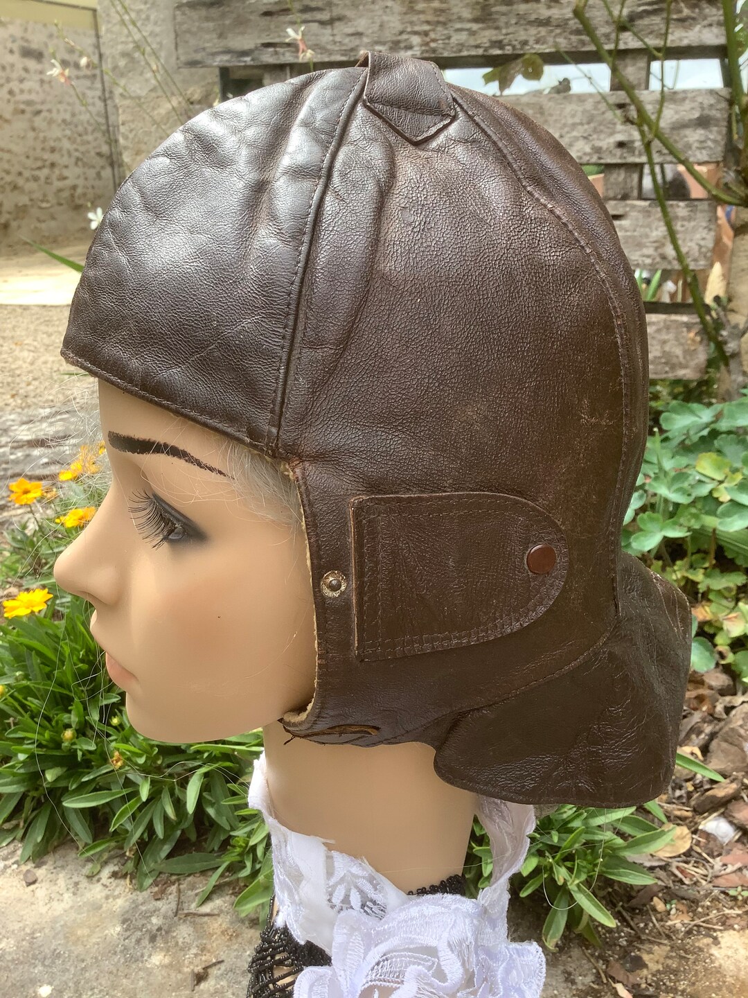 French Vintage Leather Helmet 1930s. Car Aviator Helmet. Etsy