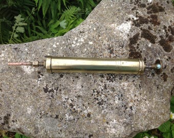 Vintage French Brass  Grease Pump. Industrial Item. 1920. Sclaverand Pump. Great Man Gift.