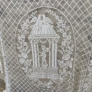 FREE DELIVERY Elegant Vintage French Filet Lace Bedspread/Bed cover with Putti Angel Tassels on Floor Edges. Shabby Chic Bedroom