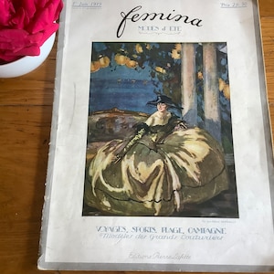 &quot;Schönes &quot;&quot;Femina&quot;&quot; Französisches Antik Magazin 1919.&quot; Fotos, Drucke, Artikel, Mode, Werbung 104 Jahre alt.