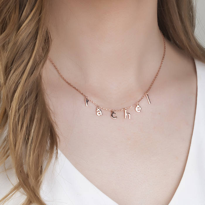 Dangled Name Choker Necklace Personalized Choker Necklace Etsy