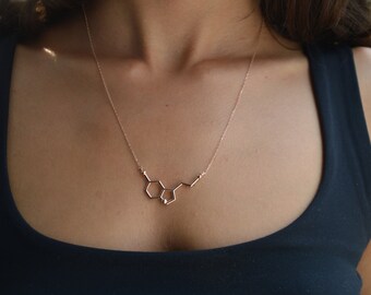 Serotonin Necklace ~ Silver Molecule Necklace ~ Serotonin Molecule Necklace ~Gold Serotonin Necklace ~ Chemistry Necklace / Mothers Day Gift