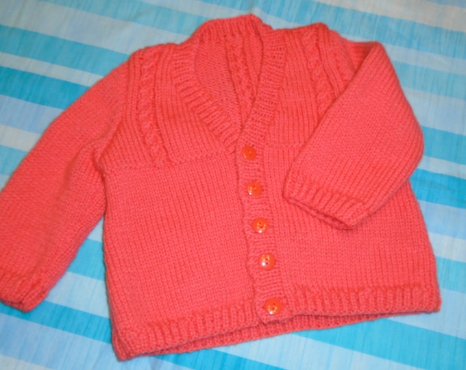 Tangerine Baby Cardigan Sweater/hand Knit/6 to 12 Month Etsy