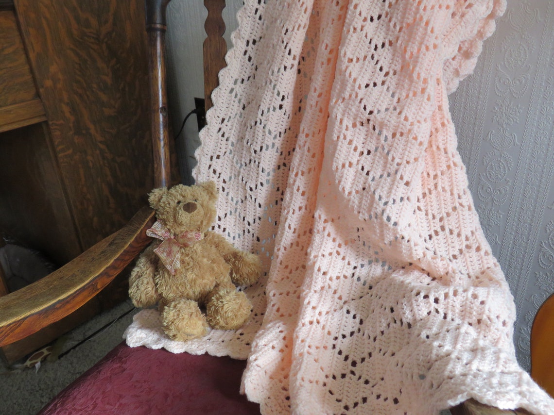 Creamsicle Hand Crocheted Baby Blanket/43x40/baptismal Gift/baby Shower