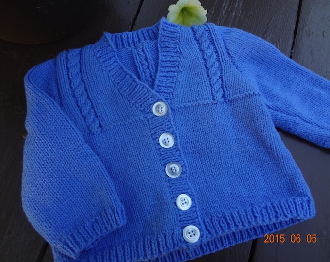Blue Baby Cardigan/hand Knit/6 to 12 Month Size/baby Gift Etsy