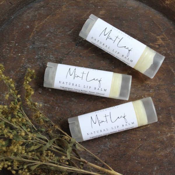 MINT LEAF Lip Balm | Organic | Natural Lip Balm | Men's Lip Balm | Bridal Shower Gift | Teen Gift | Thank you Gift