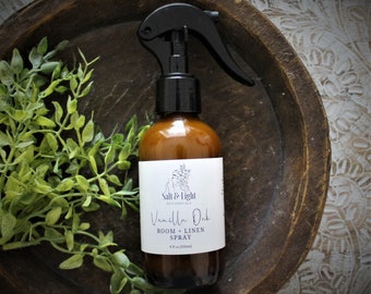 VANILLA OAK Room + Linen Aroma Spray. Essential Oil Spray. Bathroom Spray. Room Freshener