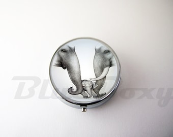 Elephant Family Pill Case, Pill Box, Pill Holder