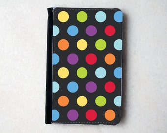 Colorful Polka Dot on Black Passport Cover - Passport Holder, Passport Wallet