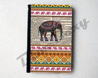 Elephant on Dictionary Aztec Passport Cover - Passport Holder, Passport Wallet