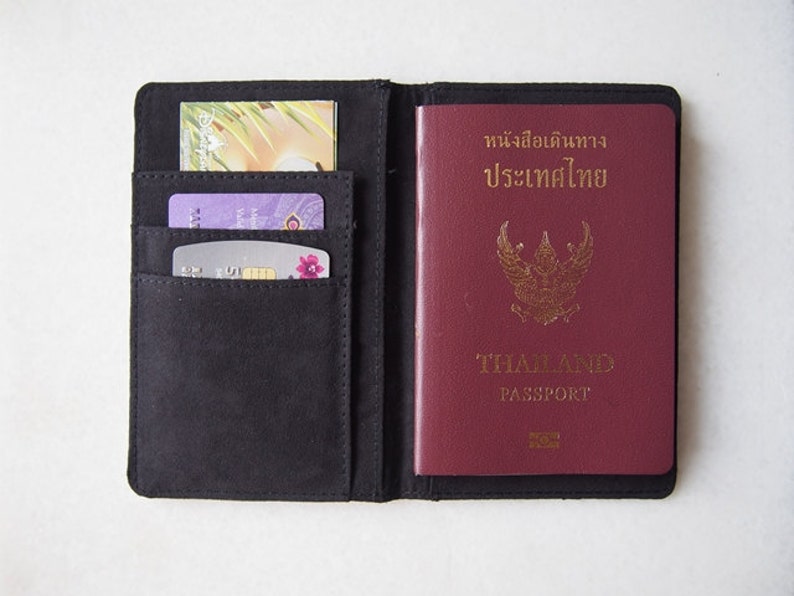 Elephant Floral in Blue Passport Cover Passport Holder, Passport Wallet image 3