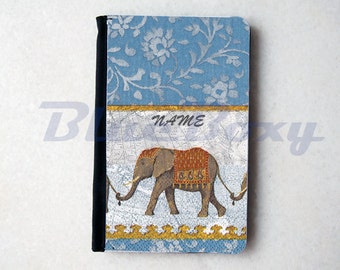 Elephant Floral in Blue Passport Cover - Passport Holder, Passport Wallet