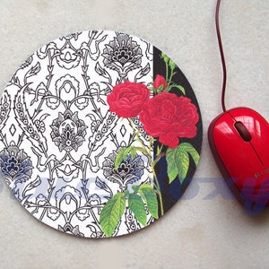 Red Rose Mouse pad, Office Mousepad, Computer Mouse Pad, Floral Mousepad image 1