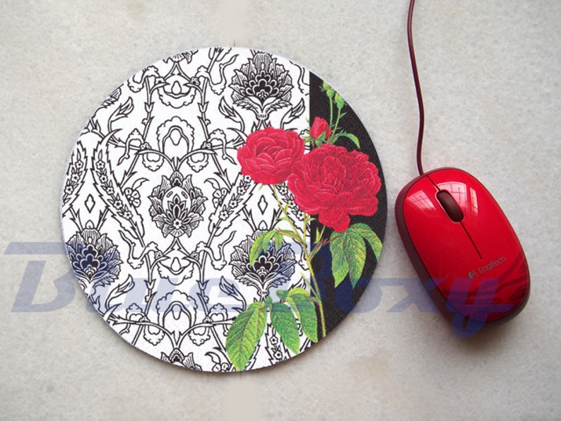 Red Rose Mouse pad, Office Mousepad, Computer Mouse Pad, Floral Mousepad image 1
