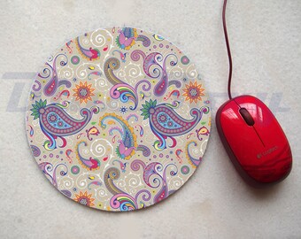 Colorful Paisley Mousepad, Office Mousepad, Computer Mouse Pad, Fabric Mousepad