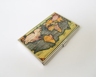 Map of the World - Card Holder, Business Card Case, Credit Card Case