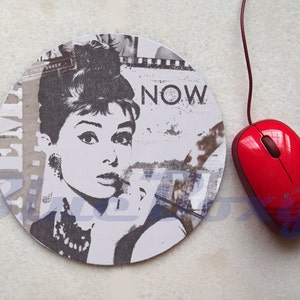 Audrey Hepburn Mousepad, Office Mousepad, Computer Mouse Pad, Fabric Mousepad image 1