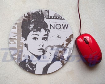 Audrey Hepburn Mousepad, Office Mousepad, Computer Mouse Pad, Fabric Mousepad