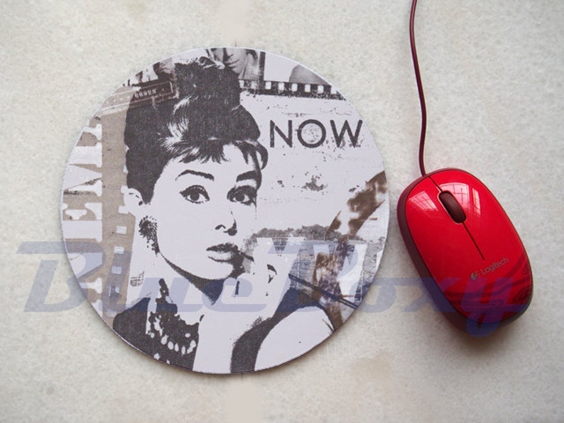 Audrey Hepburn Mousepad, Office Mousepad, Computer Mouse Pad, Fabric Mousepad image 1