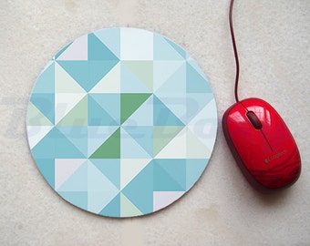 Blue Triangle Geometric Mousepad, Office Mousepad, Computer Mouse Pad, Fabric Mousepad