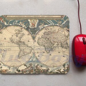 World Map Mousepad, Office Mousepad, Computer Mouse Pad, Fabric Mousepad image 2