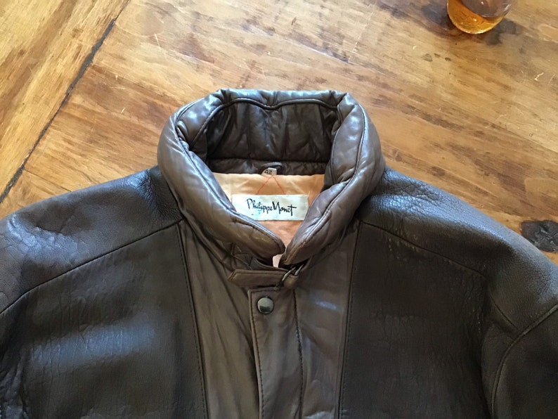 Vintage Philippe Monet leather jacket. Size Large 42. | Etsy