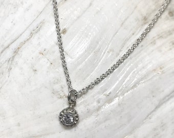 Sterling Silver Beaded Diamond Pendant