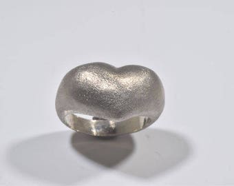 Silver Puffy Heart Ring