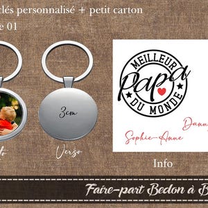 Porte-clés en métal personnalisé avec photo - Cadeau fête des pères