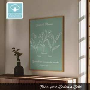 Affiche personnalisée Fête des Mères, Le Jardin de mamie, Affiche noms enfants et fleurs, Fêtes des mères, Cadeau Noël, Digital imprimable